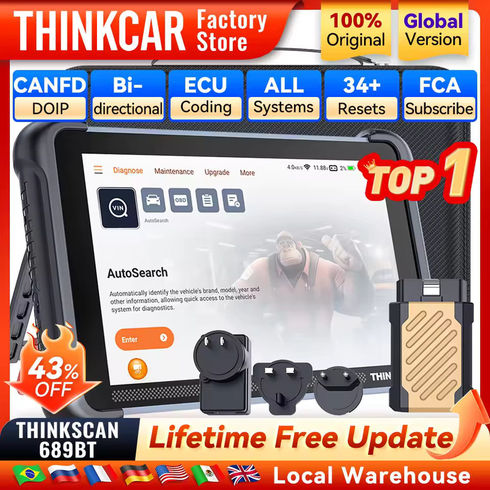 THINKCAR THINKSCAN 689BT IMMO Key Programming Automotive Diagnostic Tool CANFD DOIP Bi-directional ECU Coding Free Obd2 Scanner
