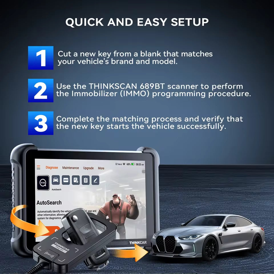 THINKCAR THINKSCAN 689BT IMMO Key Programming Automotive Diagnostic Tool CANFD DOIP Bi-directional ECU Coding Free Obd2 Scanner