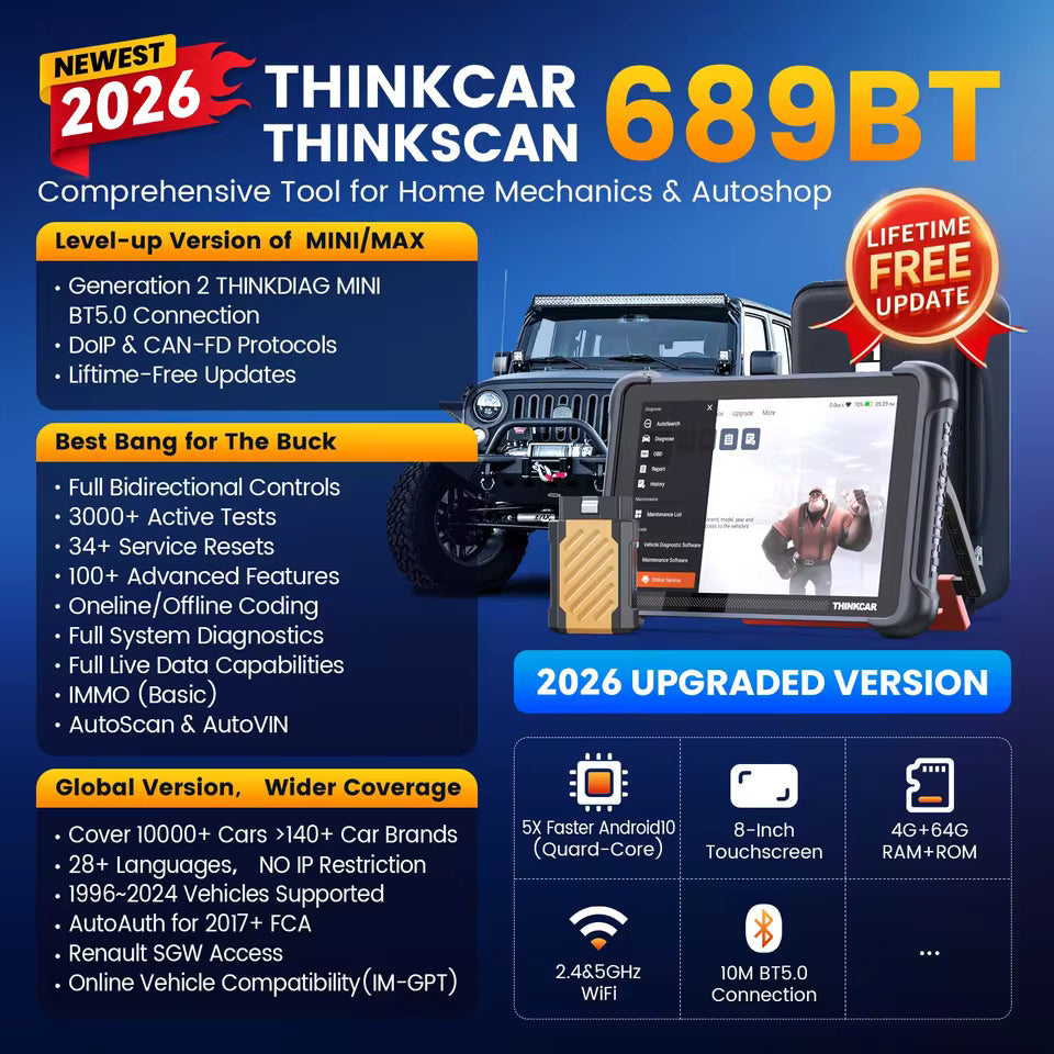 THINKCAR THINKSCAN 689BT IMMO Key Programming Automotive Diagnostic Tool CANFD DOIP Bi-directional ECU Coding Free Obd2 Scanner